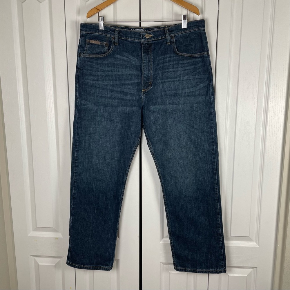 Wrangler Advance Comfort Denim Straight Jeans Men’s 38x29 Blue Dark Wash Chore